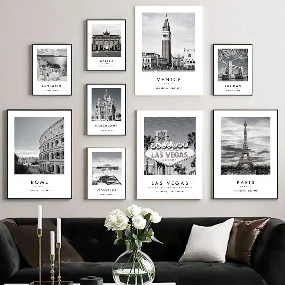 Star Map Poster - Siyah Beyaz Şehir Seyahat Fotoğrafçılığı Posteri