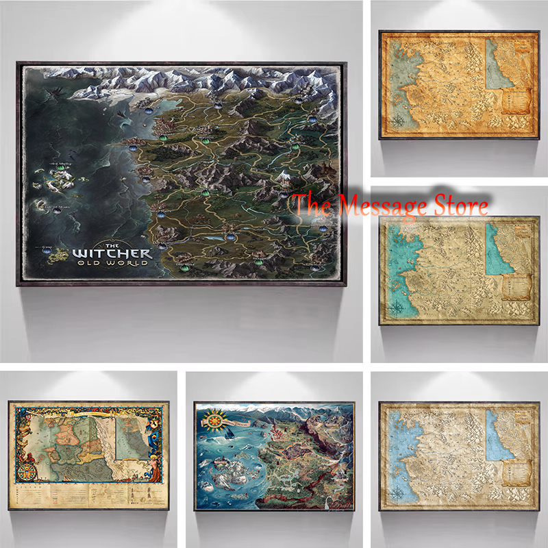 Star Map Poster - Witcher Dünya Haritası Kıta Konumları Duvar