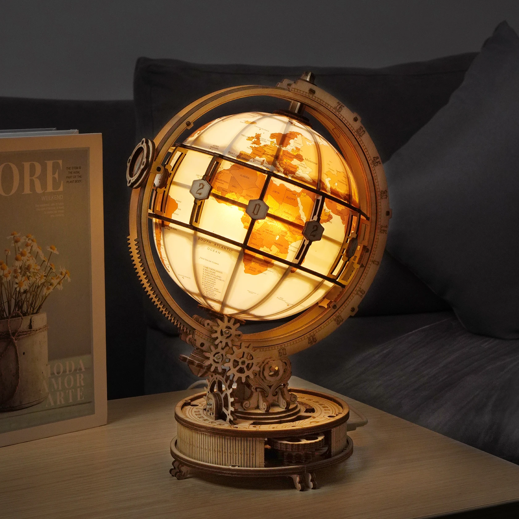 Solar System Orrery - Ahşap Küre Lamba 3D Yapboz Oyunları