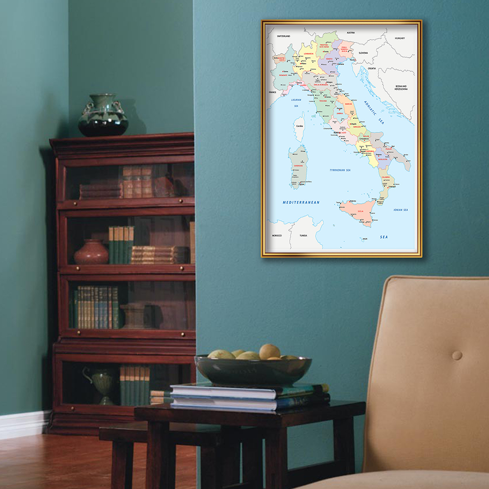 Star Map Poster - 42*59cm İtalyan siyasi haritası İtalya duvar