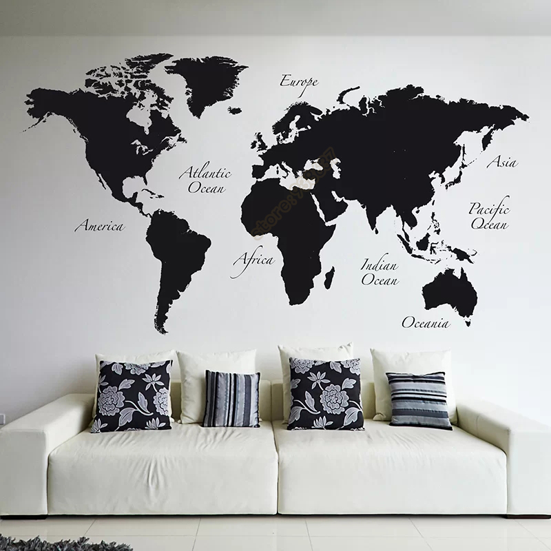 Star Map Poster - Büyük dünya haritası vinil duvar çıkartması
