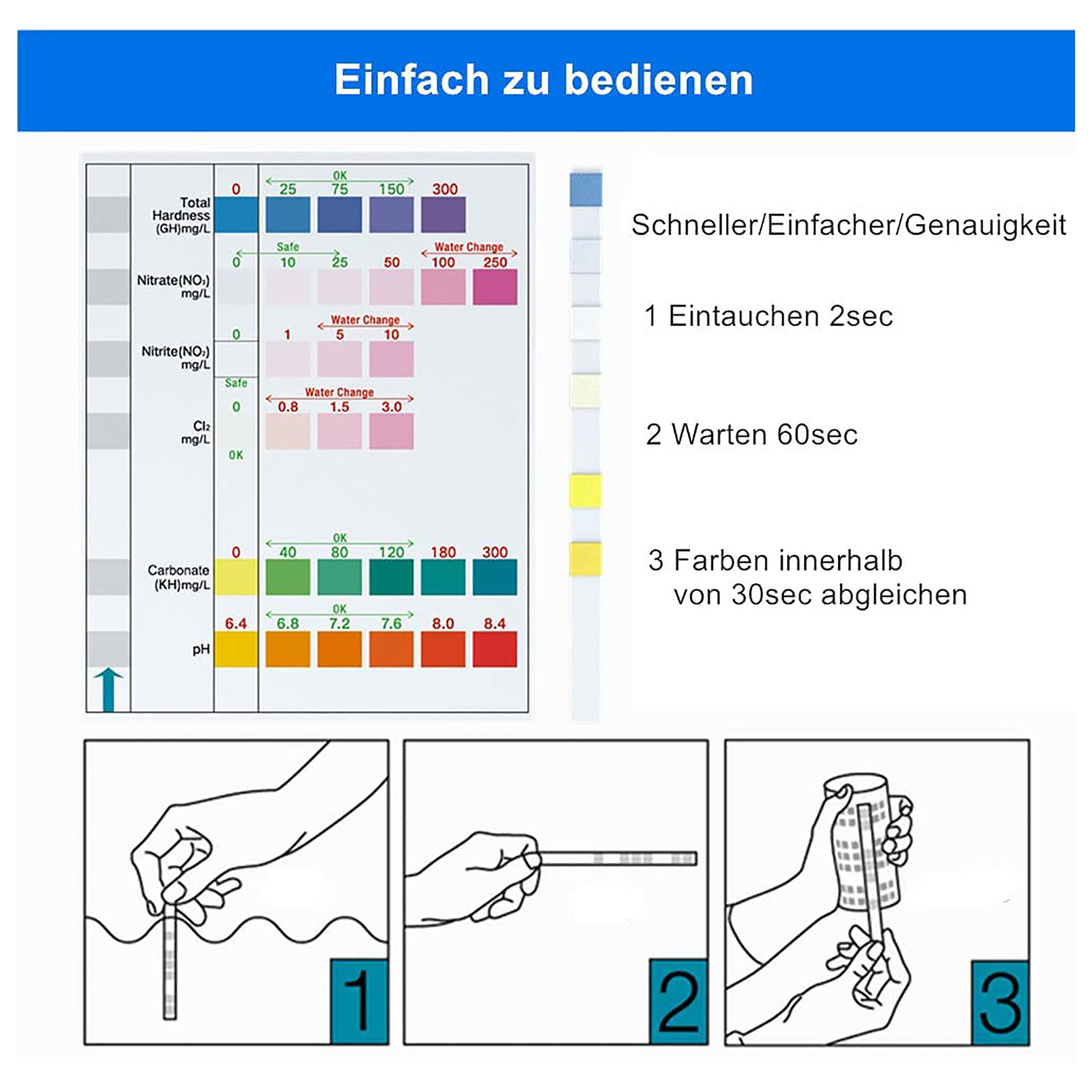 100 adet 6-in-1 Su Kalitesi Te - Ph Strip Test incelemesi ve fiyatı