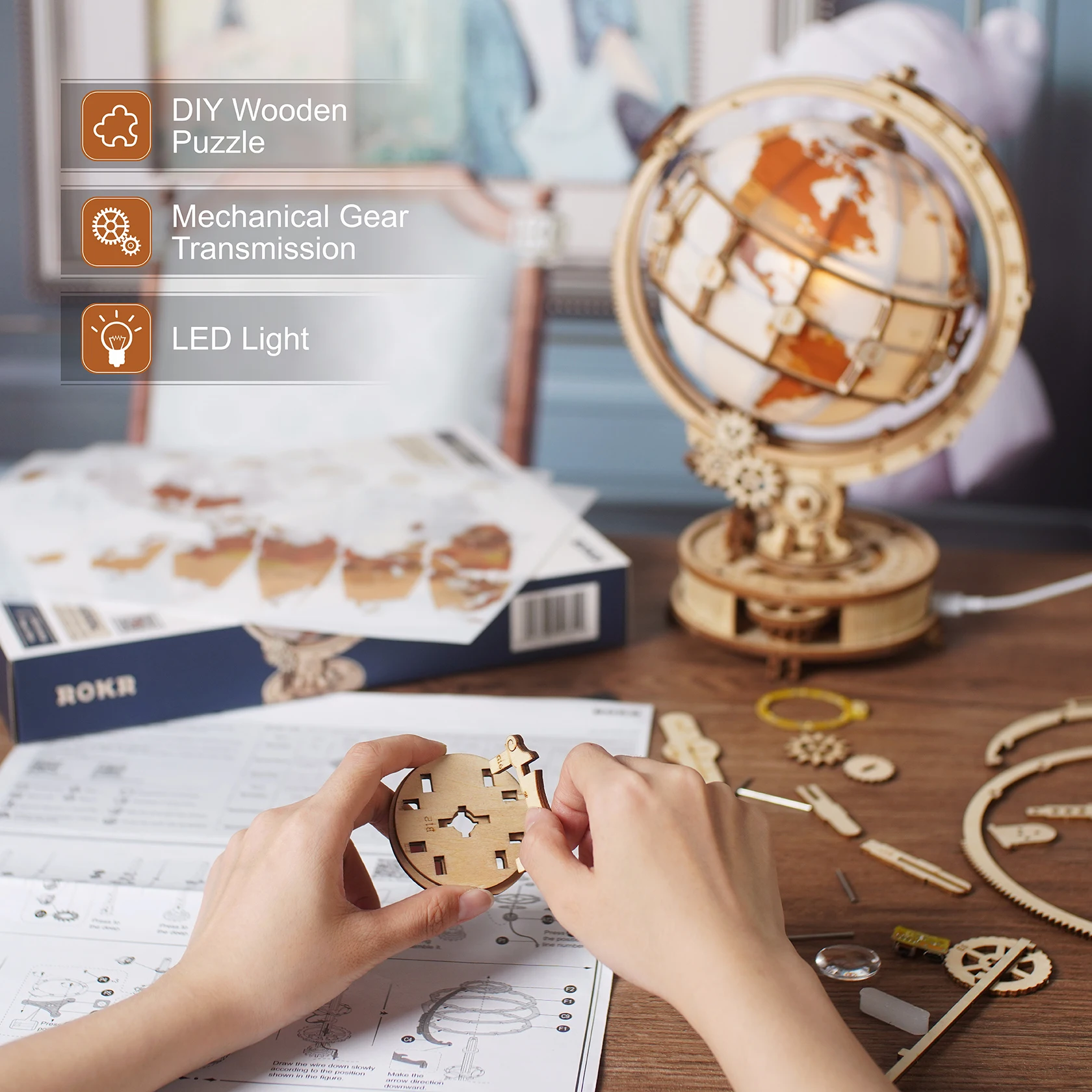 Ahşap Küre Lamba 3D Yapboz Oyu - Solar System Orrery incelemesi ve fiyatı