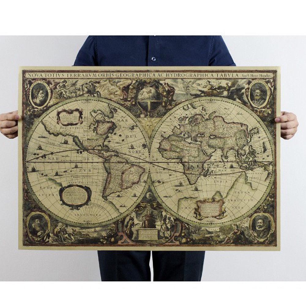 Retro dünya haritası denizcili - Star Map Poster incelemesi ve fiyatı