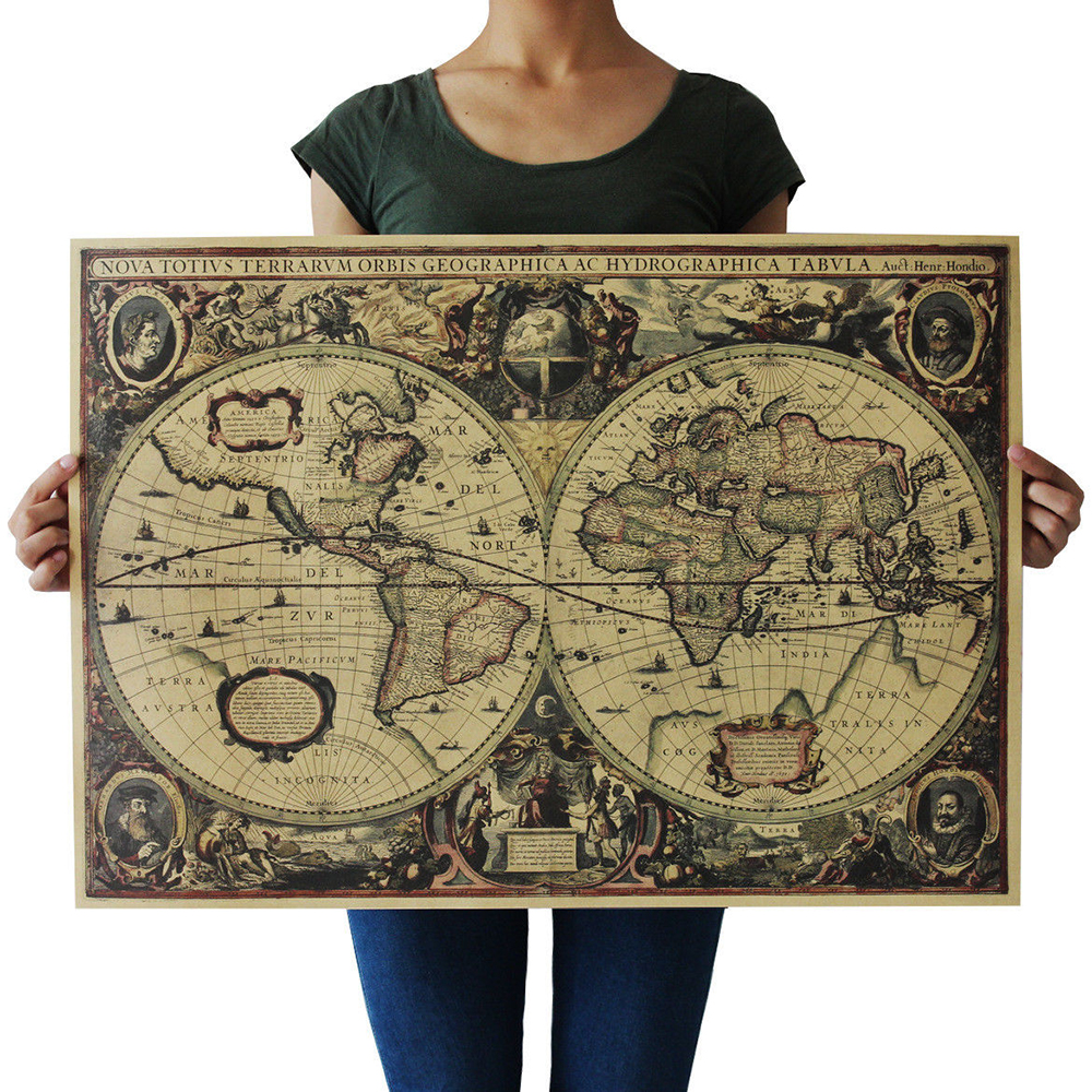 Retro dünya haritası denizcili - Star Map Poster incelemesi ve fiyatı